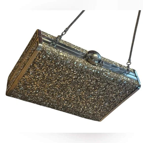 NWT Henri Bendel Gold Glitter Clutch - Picture 2 of 7